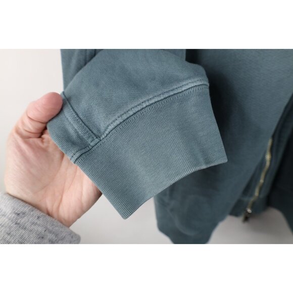 New Armani Exchange Mens Large Spell Out Full Zip Terry Cloth Sweatshirt Teal - Picture 11 of 16